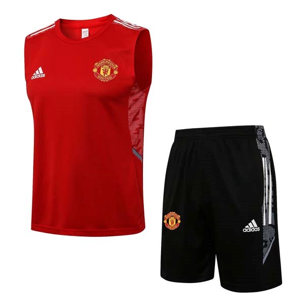 Camiseta Manchester United Sin Mangas Conjunto Completo 2022 Rojo Negro